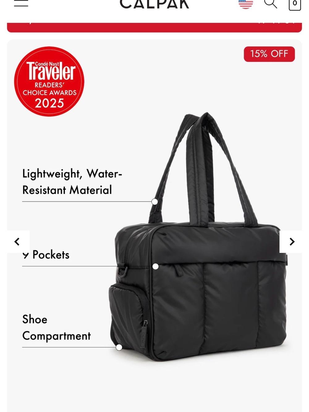 CALPAK Luka Duffel in Matte Black • Excellent Condition - Picture 4 of 11
